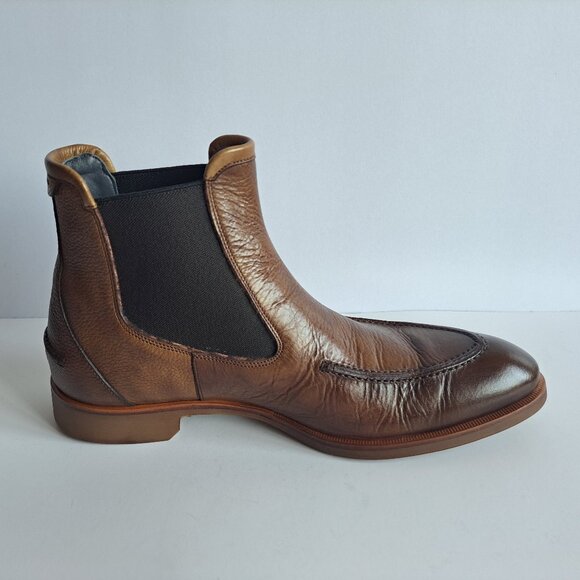 New Di Bianco Minori Men\'s Brown Leather Slip On Chelsea Boots main image 14